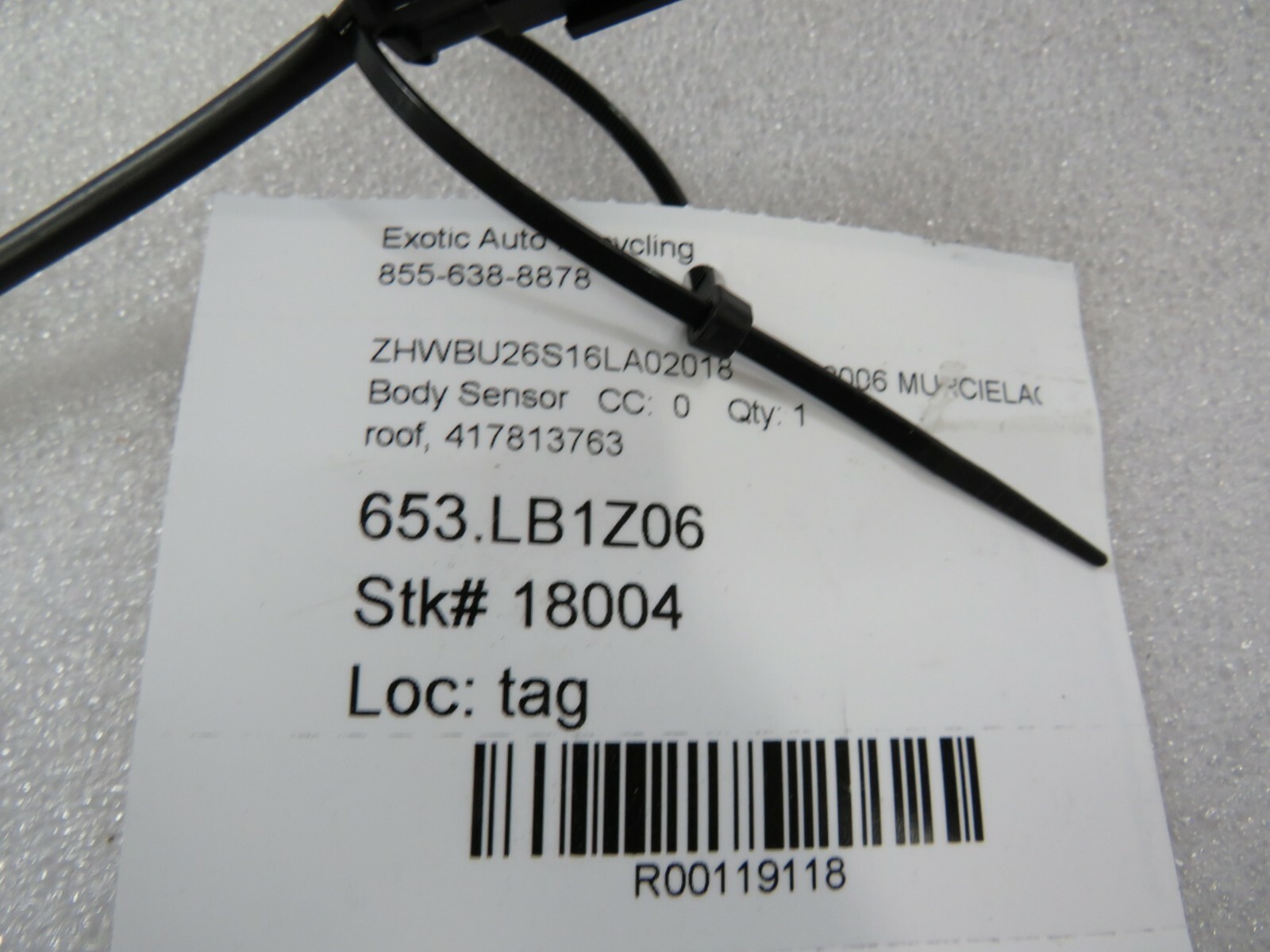 Lamborghini Murcielago, Roof Sensor Swtich Used, P/N 417813763 / 417959727