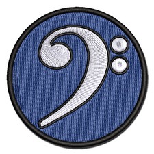 Bass Clef Music Multi-Color Embroidered Iron-On Patch Applique