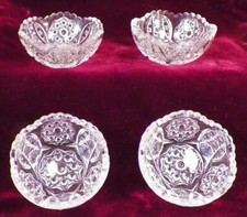 4 Oval Star Toy Berry Bowls Indiana Glass 300 Clear EAPG Childs Pressed Antique