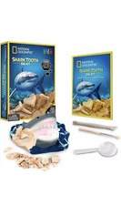 NATIONAL GEOGRAPHIC Shark Tooth Dig Kit, Excavate 3 Real Shark Fossils