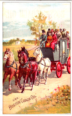Boston Coach Oil EMIL WEIHE Columbia City IN Stagecoach Victorian Trade Card
