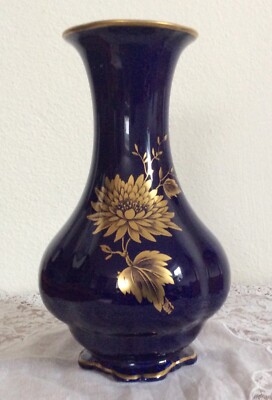 Lindner Echt Kobalt Vase Blumenvase Höhe 20 cm. Handarbeit.