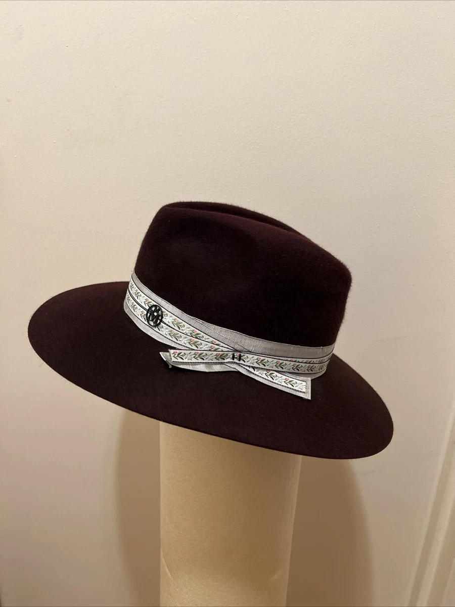 Maison Michel Women Felt Wool Dark Brown Hat Fedora( ? )Size M