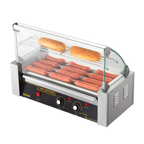 VEVOR Electric 12 Hot Dog 5 Roller Grill Cooker Machine Backsplash