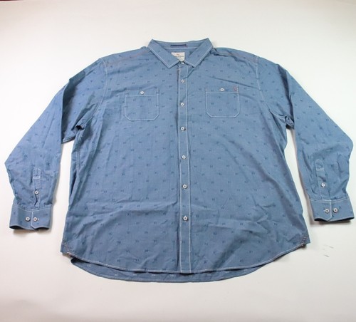 Tommy Bahama Jeans Button Shirt Mens 2XT Blue Island Crafted Casual Flip