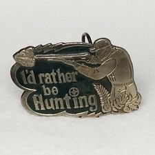 Belt Buckle, Great American Buckle Co, Silver Toned I'd Rather Be Hunting, 1978,