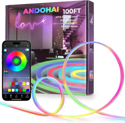 Vibrant 100FT LED Neon Rope Lights - Waterproof, Flexible & Music Sync Ready - Picture 3 of 9