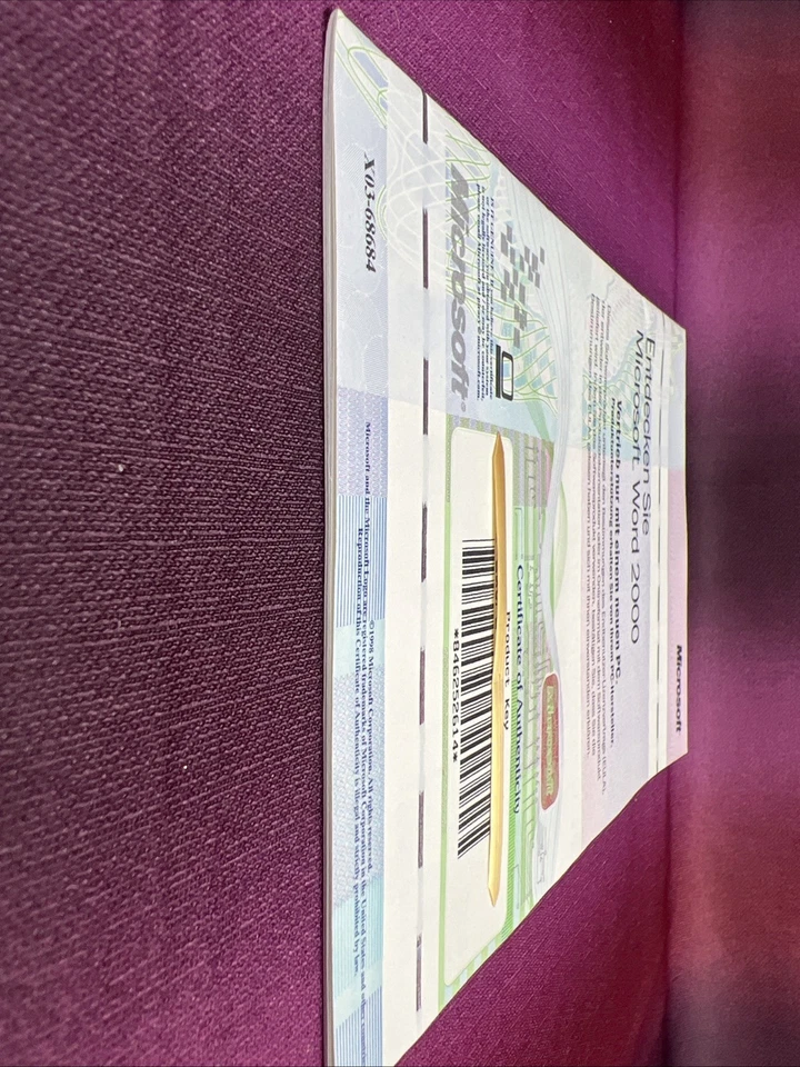 Microsoft Word 2000 deutsche Version Product Key Lizenznummer Handbuch X03-68684 - Bild 4 von 4