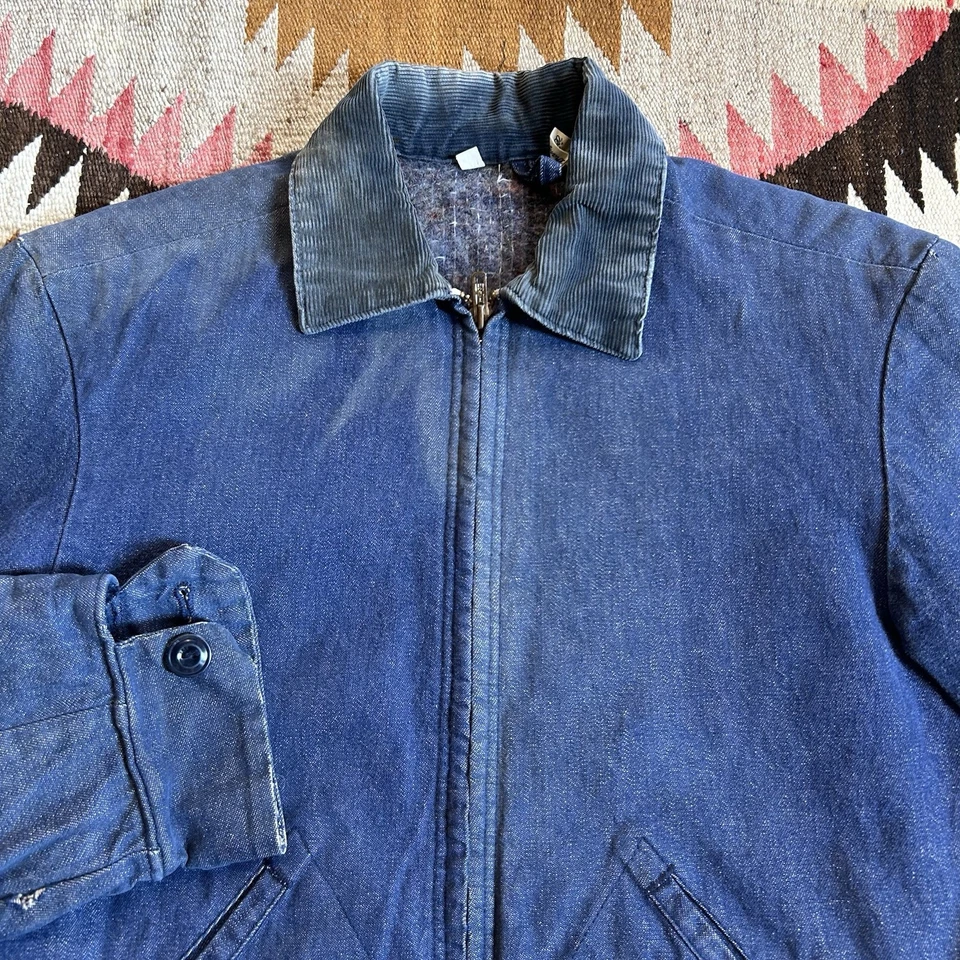 Vintage 1960s Wrangler Blanket Lined Cropped Fit Denim Work Jacket Sz 34 - Image 2 of 4