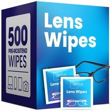 Pre-Moistened Lens Wipes - 500 Individually Wrapped Cleaning Cloths, Streak-Free