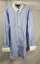 Vintage 90s Tom James Men's Blue Pinstripe Custom Button Up Shirt Contrast Cuff