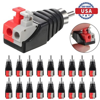 20× RCA Male to Spring Press Type Terminal Speaker Wire Cable Converter Jacks US