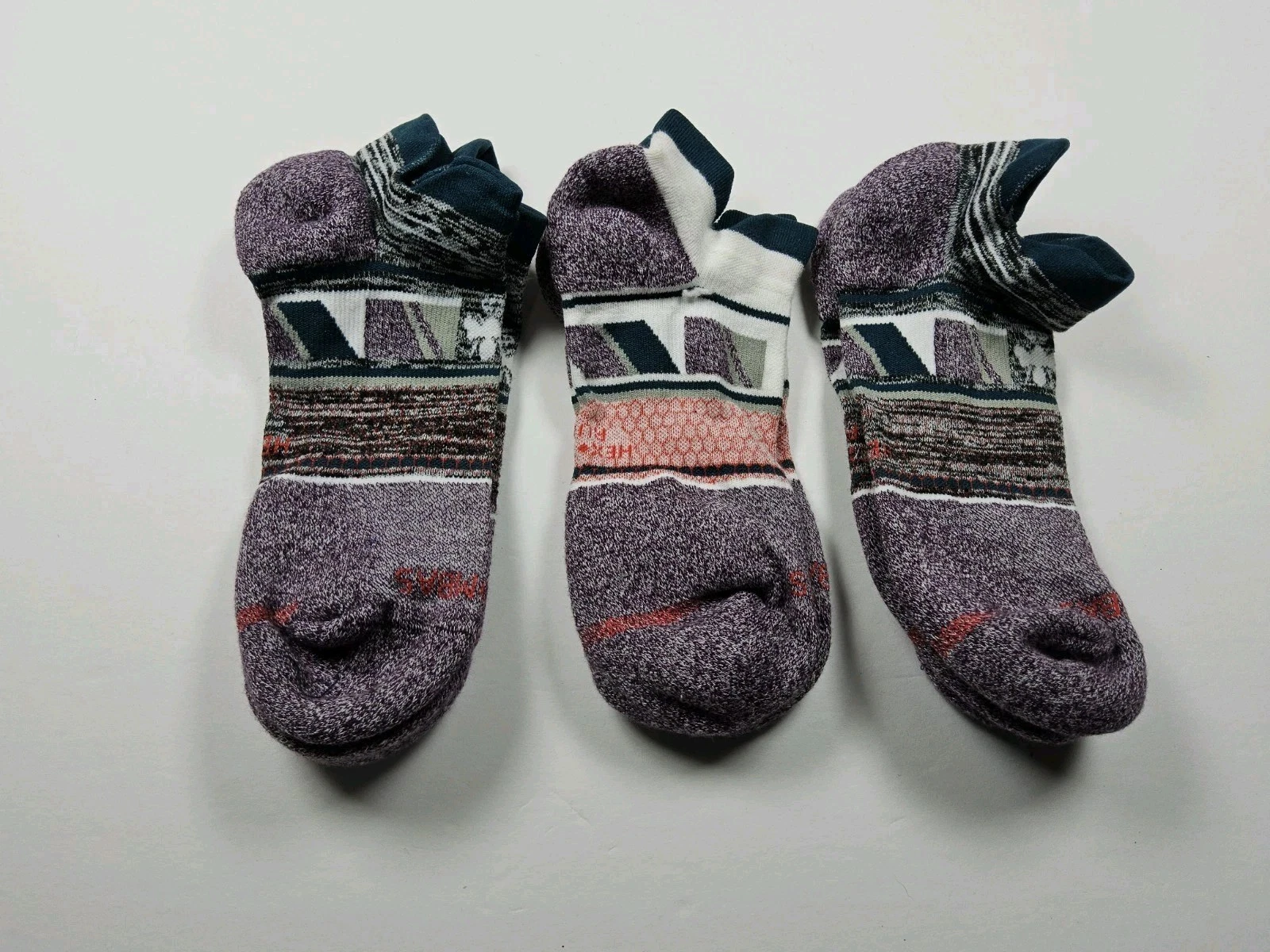 Bombas Hex-Tec Athletic Run Ankle Socks Lot Of 3 Pairs Size L