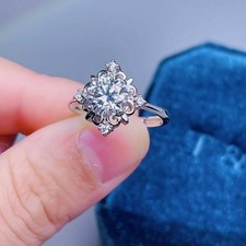 2CT Lab Created Diamond Solitaire Womens Engagement Ring 14K White Gold Finish