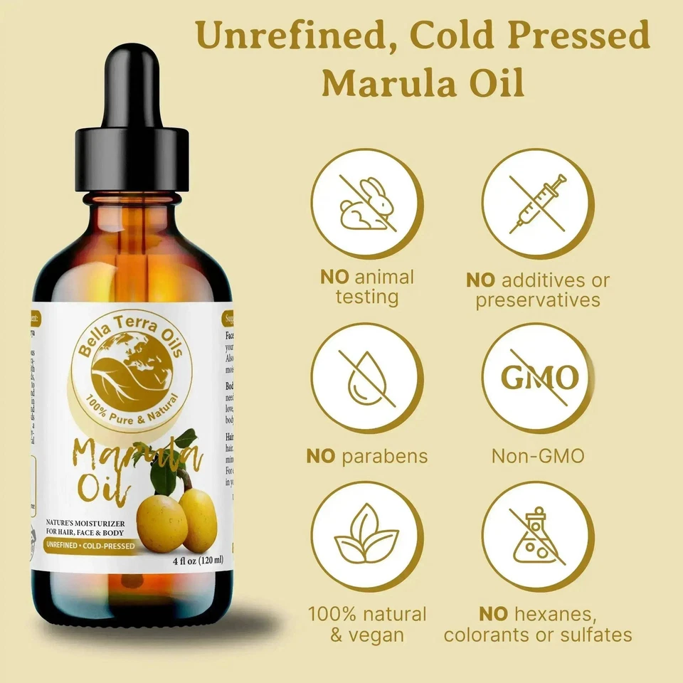 Organic Cold-Pressed Marula Oil 100% Pure Skin Hair Face Anti-Aging Moisturizer - Image 3 of 4