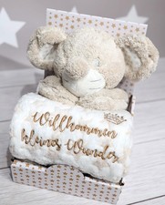 Baby Geschenk Set Teddyb&auml;r Babydecke Geburt Taufe 1 Geburtstag Babyshower