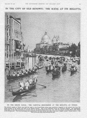 VENEDIG Karnevalszug bei der Regatta - Vintage Print 1926