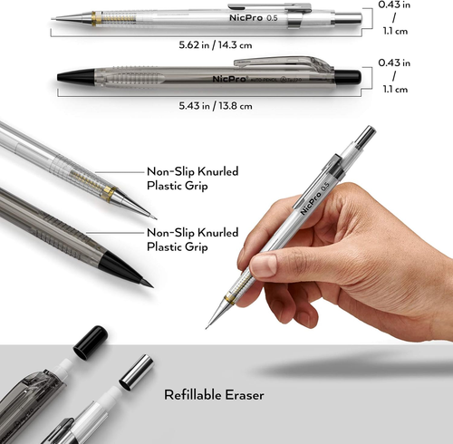 Nicpro 6 PCS Art Mechanical Pencils Set with Case-Drafting Pencil 0.3,0.5,0.7,.9 - Picture 2 of 6