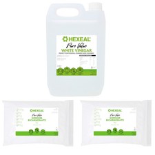 Hexeal Cleaning Kit 5L Pure Value White Vinegar & 2 x 1kg Sodium Bicarbonate Bag 1.40 per litre