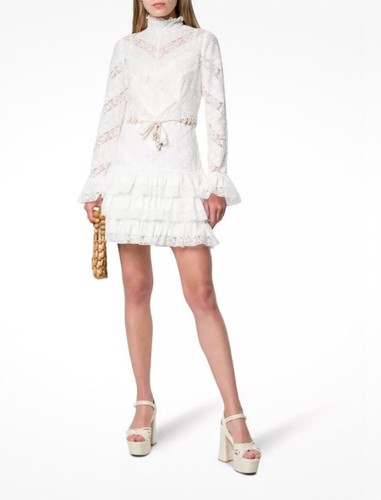 Zimmermann Dress Size Au 8 / US 4 Lace Paneled Veneto Perennial Belted White - Bild 2 von 10