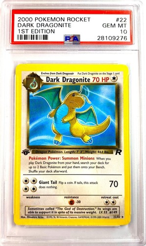 Dark Dragonite (1st Edition) graded PSA 10 for sale on eBay