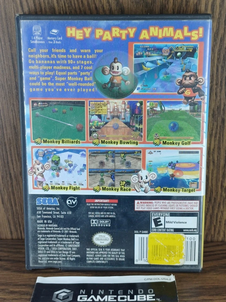 Super Monkey Ball (Nintendo GameCube, 2001) Authentic Rare Tested Original  - Image 3 of 4