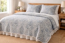 Set copriletto completo/regina blu trapuntato Pottery Barn set finta standard