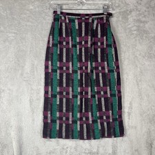 VTG Koret of California Wool Skirt SZ 12 Plaid Midi Pencil Kick Pleat 60s Office