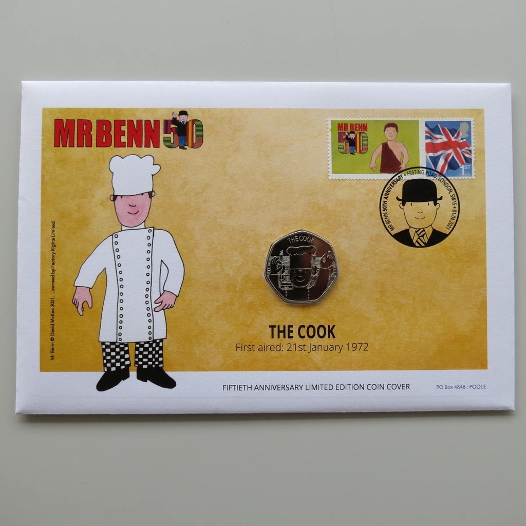 2021 Mr Benn 50th Anniversary 50p Coin Cover - The Cook