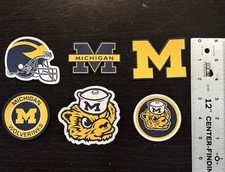 Michigan Wolverine Set of 6 Woven Iron-On Patches - Go Blue