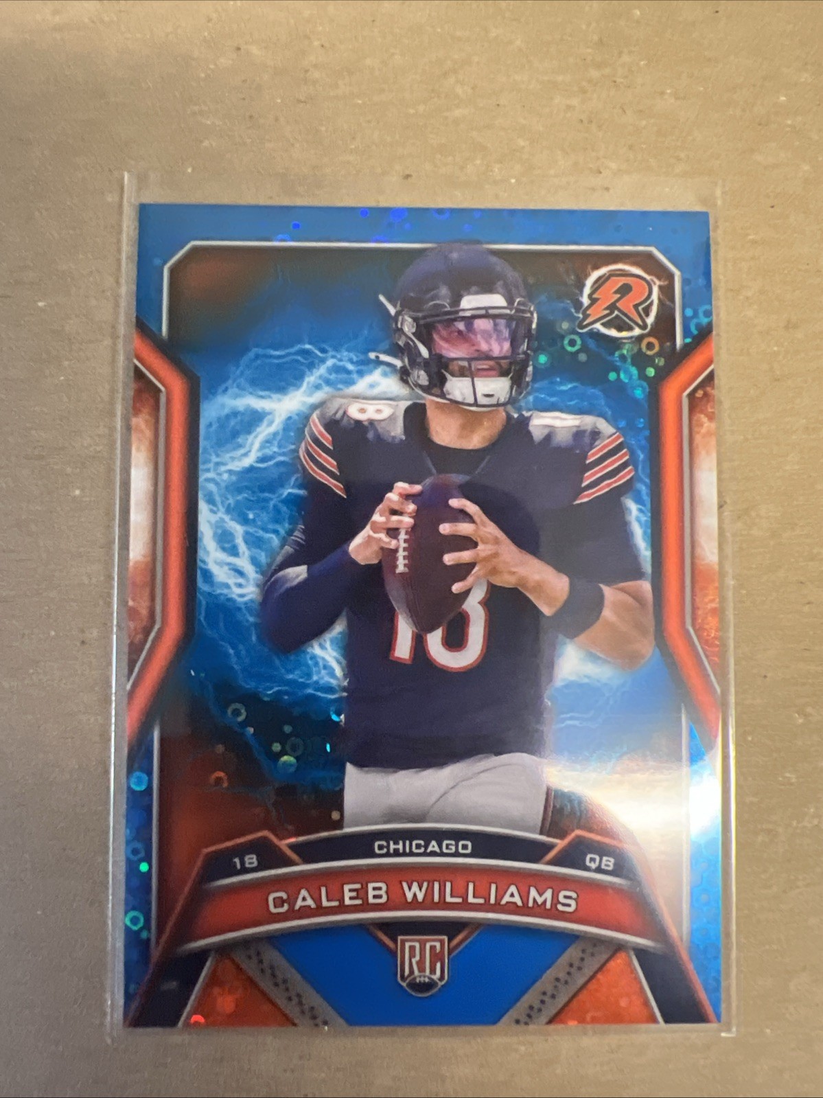 2024 Topps Resurgence Caleb Williams Blue and Orange Spark RC #117 Chicago Bears