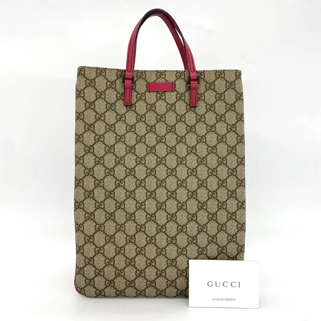 Sac fourre tout Gucci Gg Supreme rouge et rose pvc créateur sac à main transport quotidien luxe