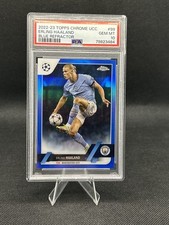2022-23 Topps Chrome UCC Erling Haaland Blue Refractor /150 Psa 10 Man City BVB 
