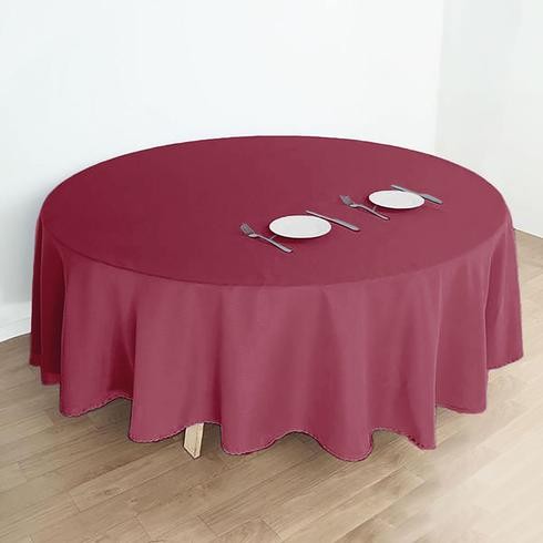 BURGUNDY 108" ROUND POLYESTER TABLECLOTH Wedding Tabletop Decorations SALE