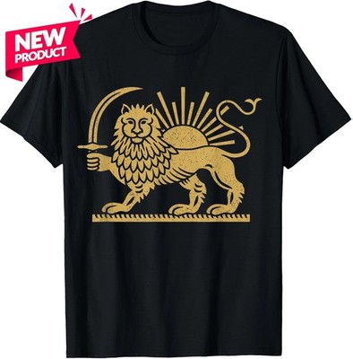 Persian Flag Iranian Lion Sun And Crown Iran Persia Unisex T-Shirt S-5XL