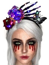 Aiosy Light Up Halloween Flower Headbands LED Rose Adjustable, Black