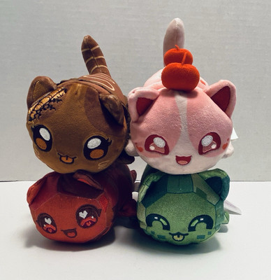 Fresh Lot of 4 Aphmau MeeMeows Plush Toy Lot Ruby Emerald Chocolate Cherry 6''