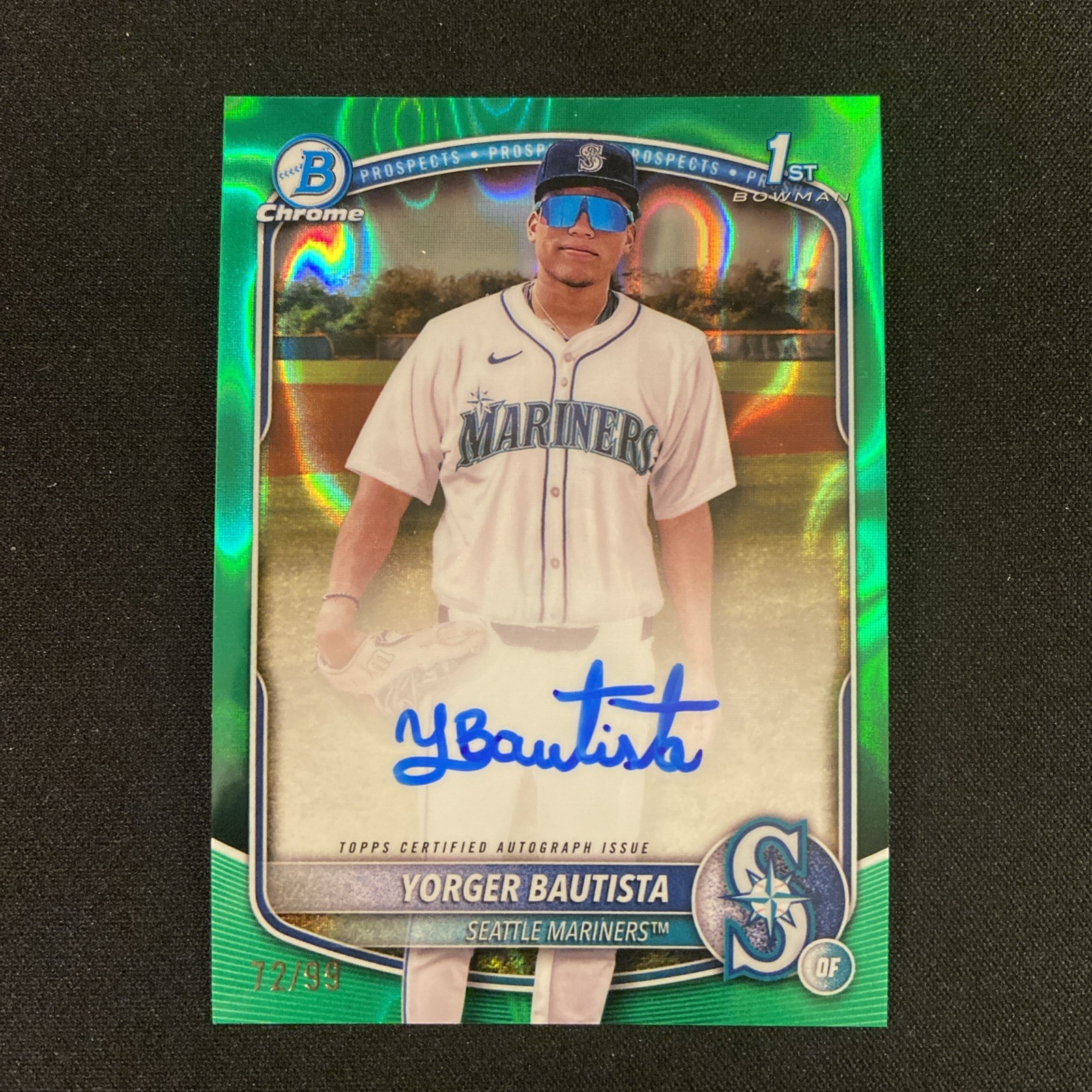 2025 Bowman Chrome Yorger Bautista Auto Green Lava Refractor 1st Prospect #72/99