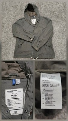 H&M Divided Womens L Hooded Full Zip Sage ArmyGreen Canvass Utility Jacket Coat