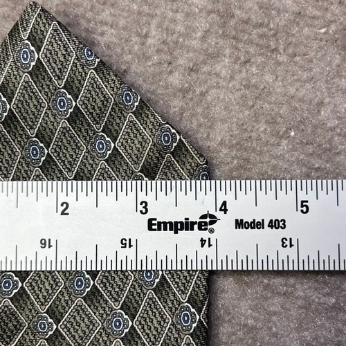 Robert Alan Men's Necktie Olive Green Diamond Floral 100% Silk Formal Career - Picture 6 of 7