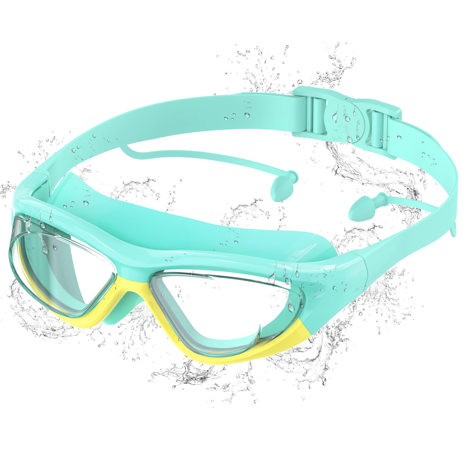 Lunettes natation enfant bleues en silicone étanche pour piscine et mer