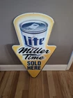 Vintage 36" Miller Lite Beer Miller Time Sold Here Tin Sign