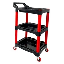 Auto Detailing Cart with Wheels, 3 Tier Rolling Detail Cart, Car Wash 