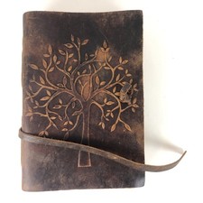 Genuine Leather Journal Sketchbook Tree Design Strap heavy hand-made paper gift