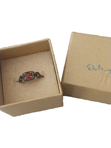 925 sterling silver Lab created ruby size 7 marcasite accents filigree
