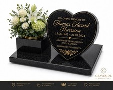   Personalised Granite Heart Memorial & Vase – Multiple Designs UK