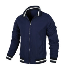 Men's Stand Collar Casual Zipper Sports Baseball Bomber Jacket Outdoor Coat