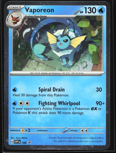Vaporeon 168 SV: Scarlet & Violet Black Star Promo Pokemon Card SWIRL