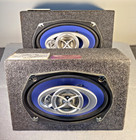 Pair JVC CS V6934 6x9 3 Way Car Speakers Enclosed in Carpeted Speaker Boxes