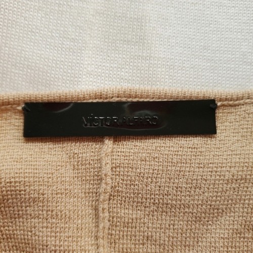 Victor Alfaro OS Duster Colorblock 100% Wool Cardigan Beige White Black Knit Lux - Picture 9 of 10